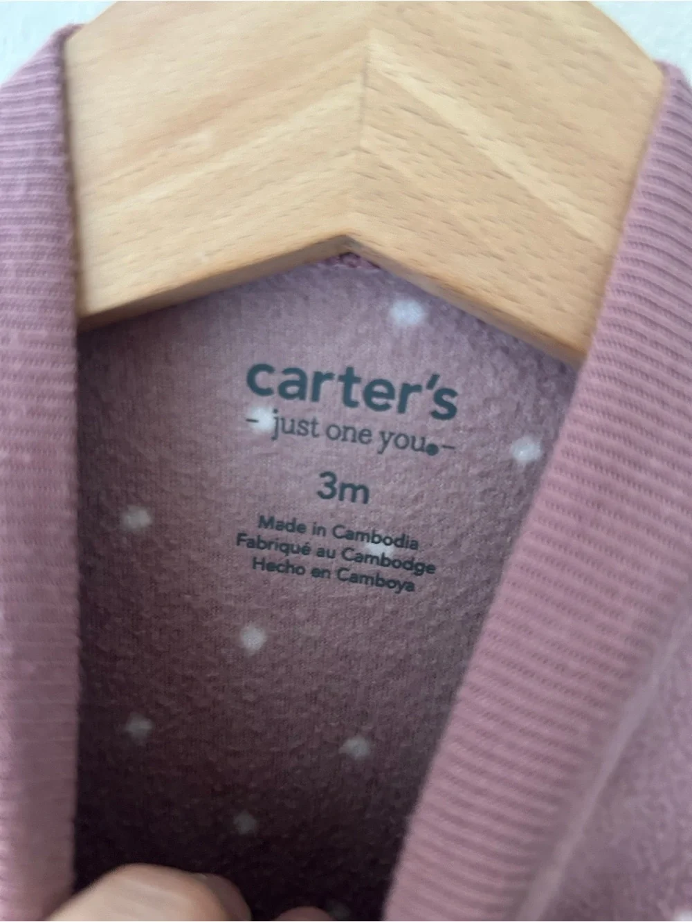 Carter’s 3 Months Mauve Polka Dot Footed Sleeper Zipper One Piece